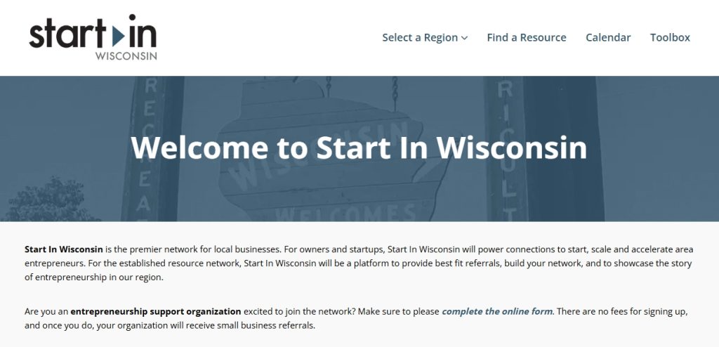 Start In Wisconsin Demonstrates Regional Impact at Statewide Scale 25 Start In Wisconsin Website Screenshot